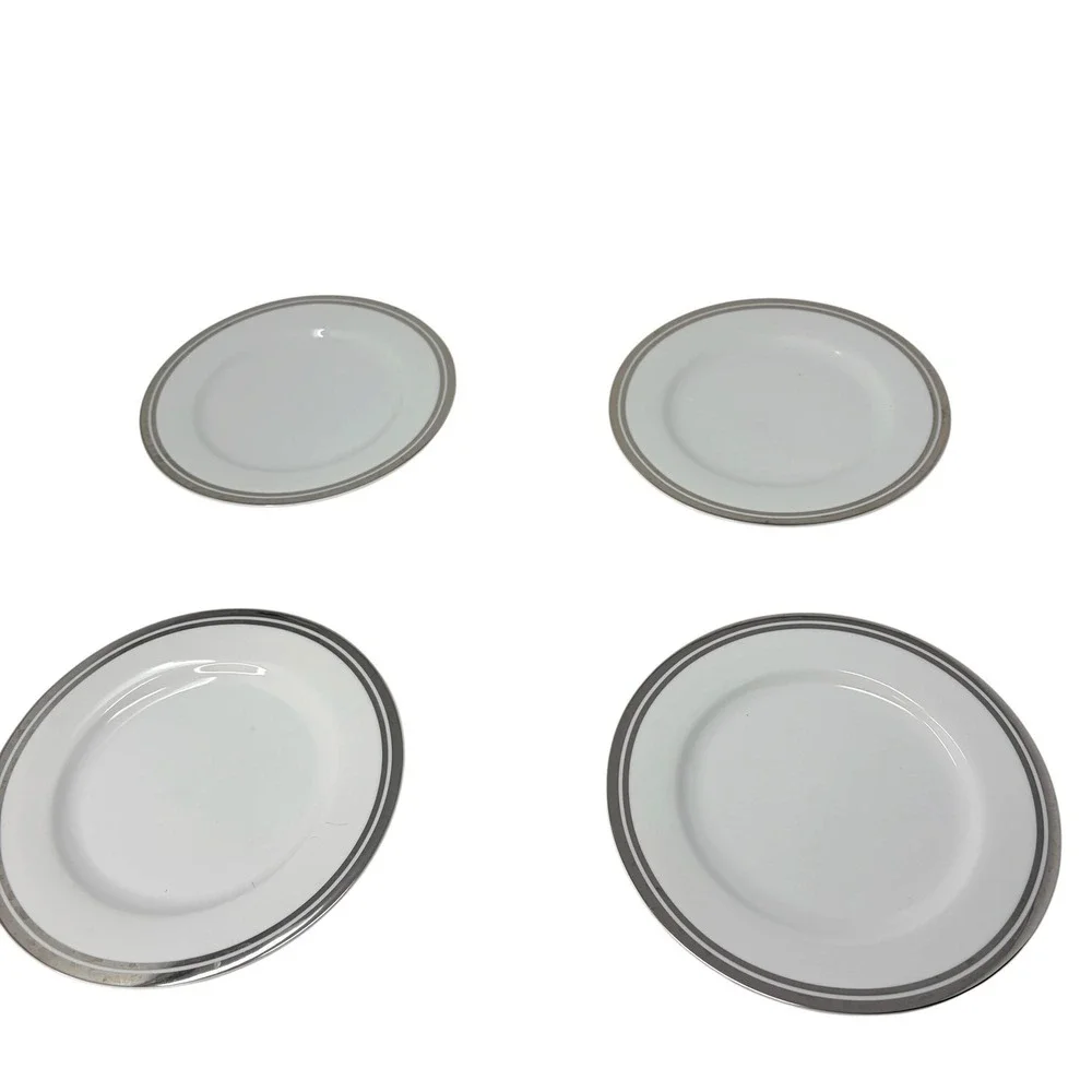 Royal Doulton Pure Platinum Dinner Salad Plates Set of 8 Fine Porcelain 2006